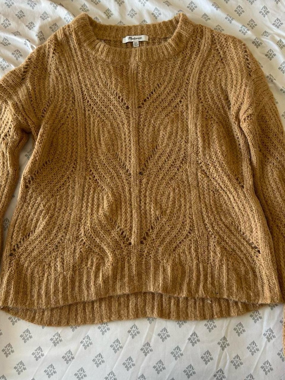 Madewell Camel Cable Crewneck Sweater